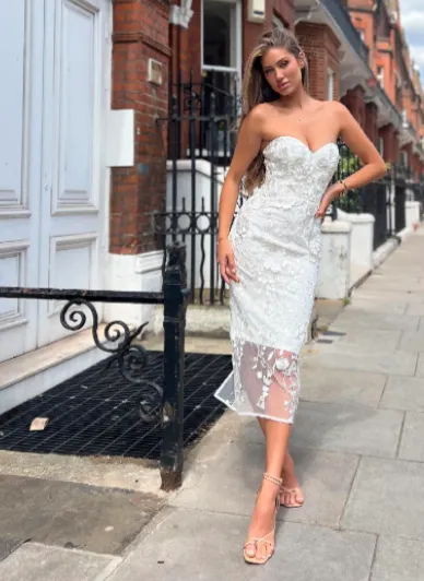 Jadore - JX6065 - 3D Floral Strapless Midi Cocktail Dress