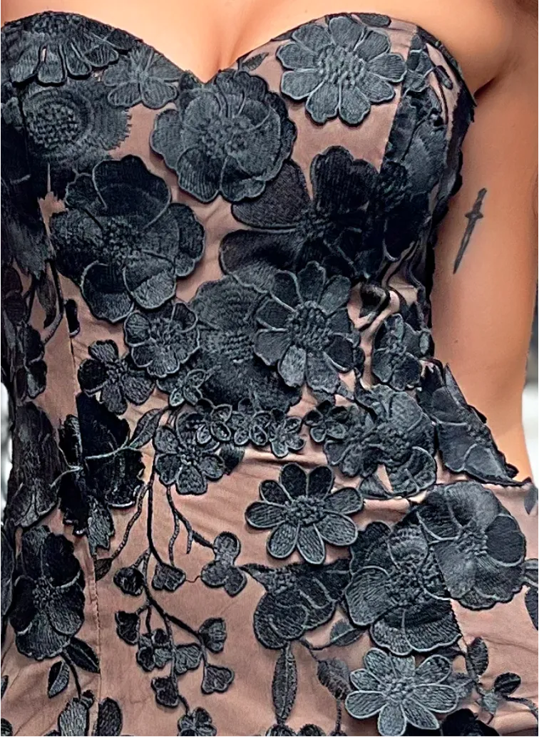 Jadore - JX6065 - 3D Floral Strapless Midi Cocktail Dress