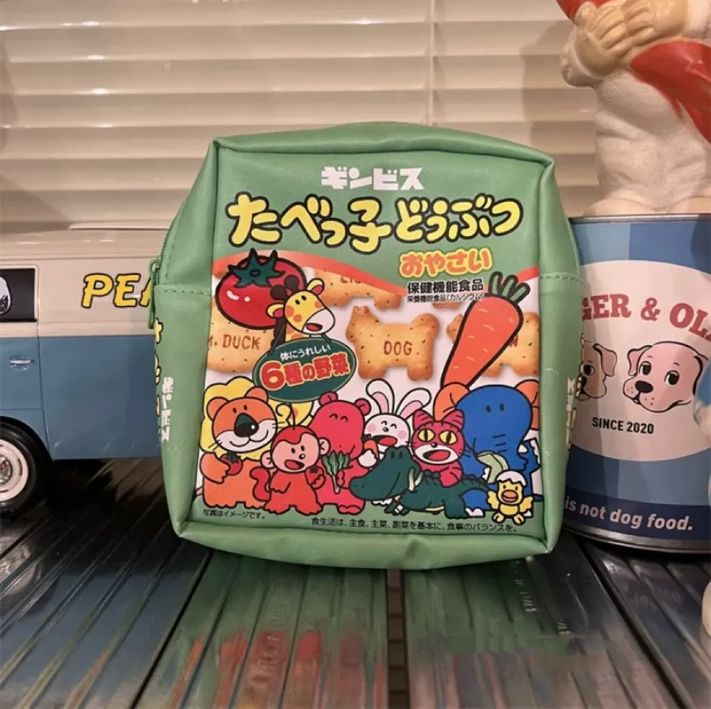 Japan SK Snacks GINBIS Animal Biscuit Little Pouch | Red Blue White Green - 14 x 12.5cm