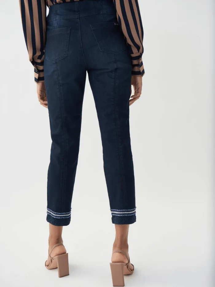 Joseph Ribkoff T Blue Denim Pull On Pattern Hem Jeans 222923 3302