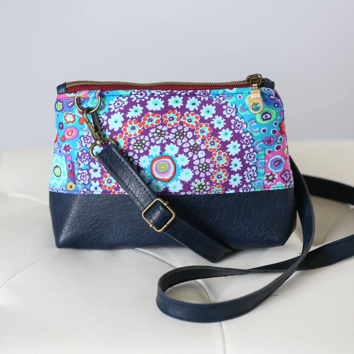 Kaffe Fassett Mia Bag Kit - Navy Legacy Faux Leather