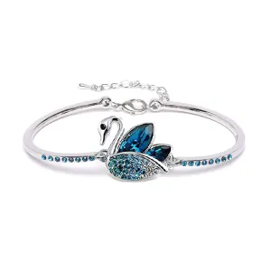 Kairangi Bracelet for Women and Girls Blue Crystal Swan Shaped Silver Toned Crystal Bracelet for Girls | Birthday Gift for Girls and Women Anniversary Gift for Wife