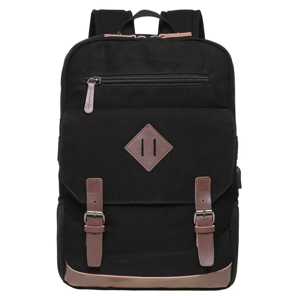 KAUKKO Vintage Canvas Backpack - Large Capacity,Multi-Functional Durable Outdoor Rucksack KF19, 16.2L