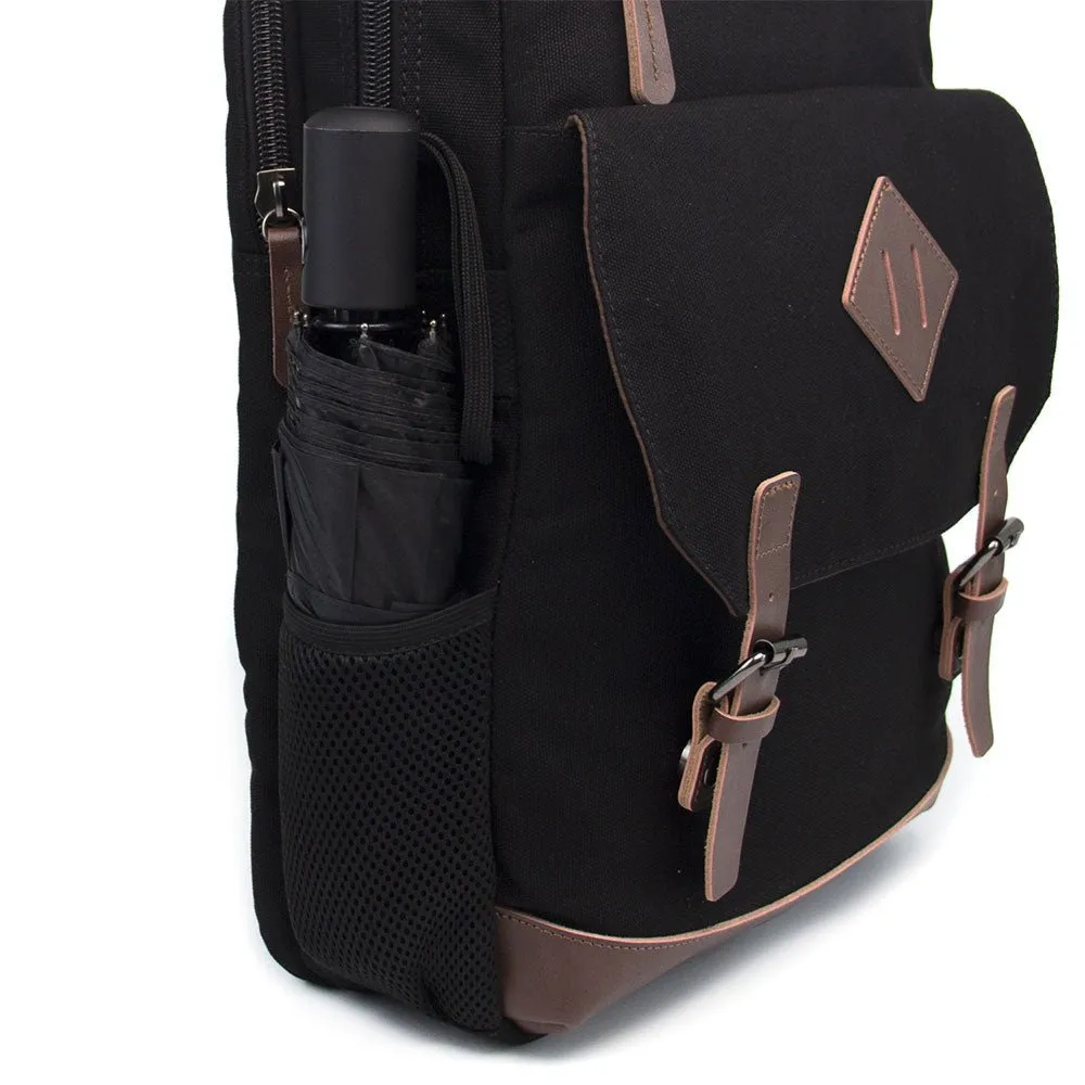 KAUKKO Vintage Canvas Backpack - Large Capacity,Multi-Functional Durable Outdoor Rucksack KF19, 16.2L