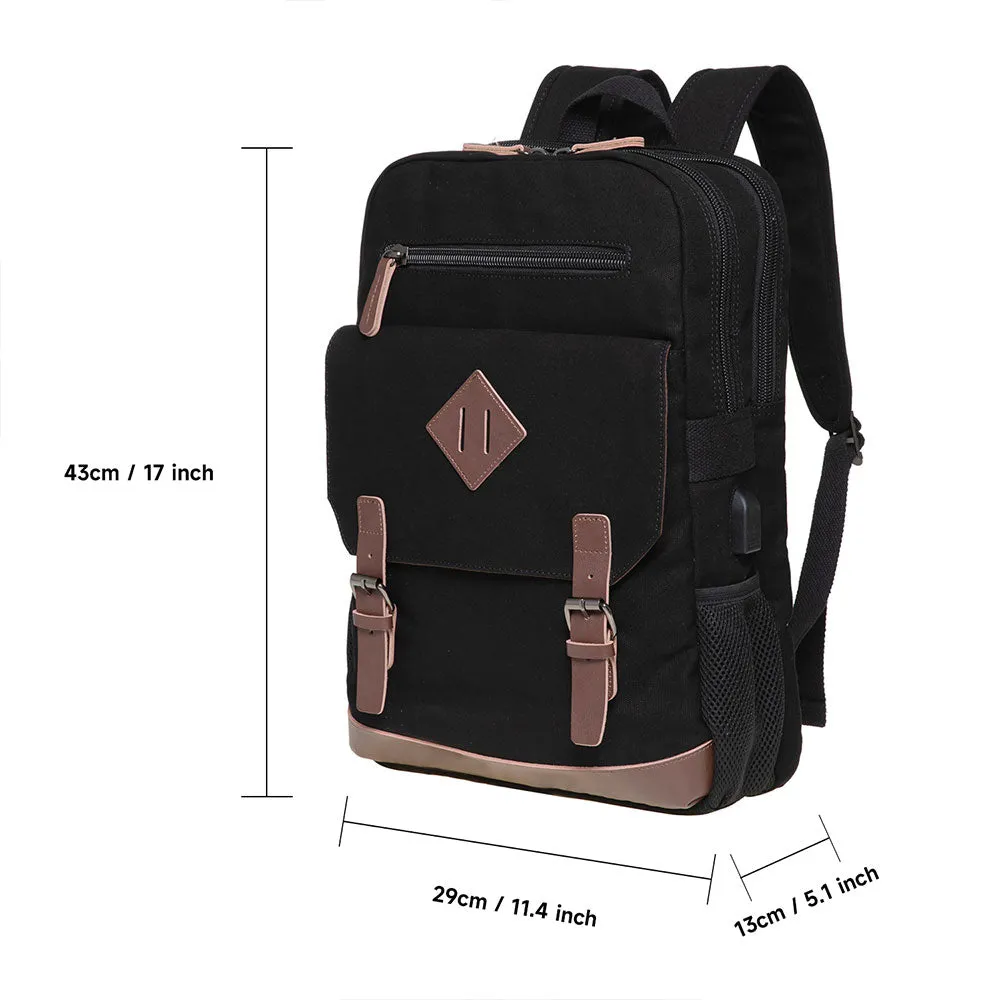 KAUKKO Vintage Canvas Backpack - Large Capacity,Multi-Functional Durable Outdoor Rucksack KF19, 16.2L