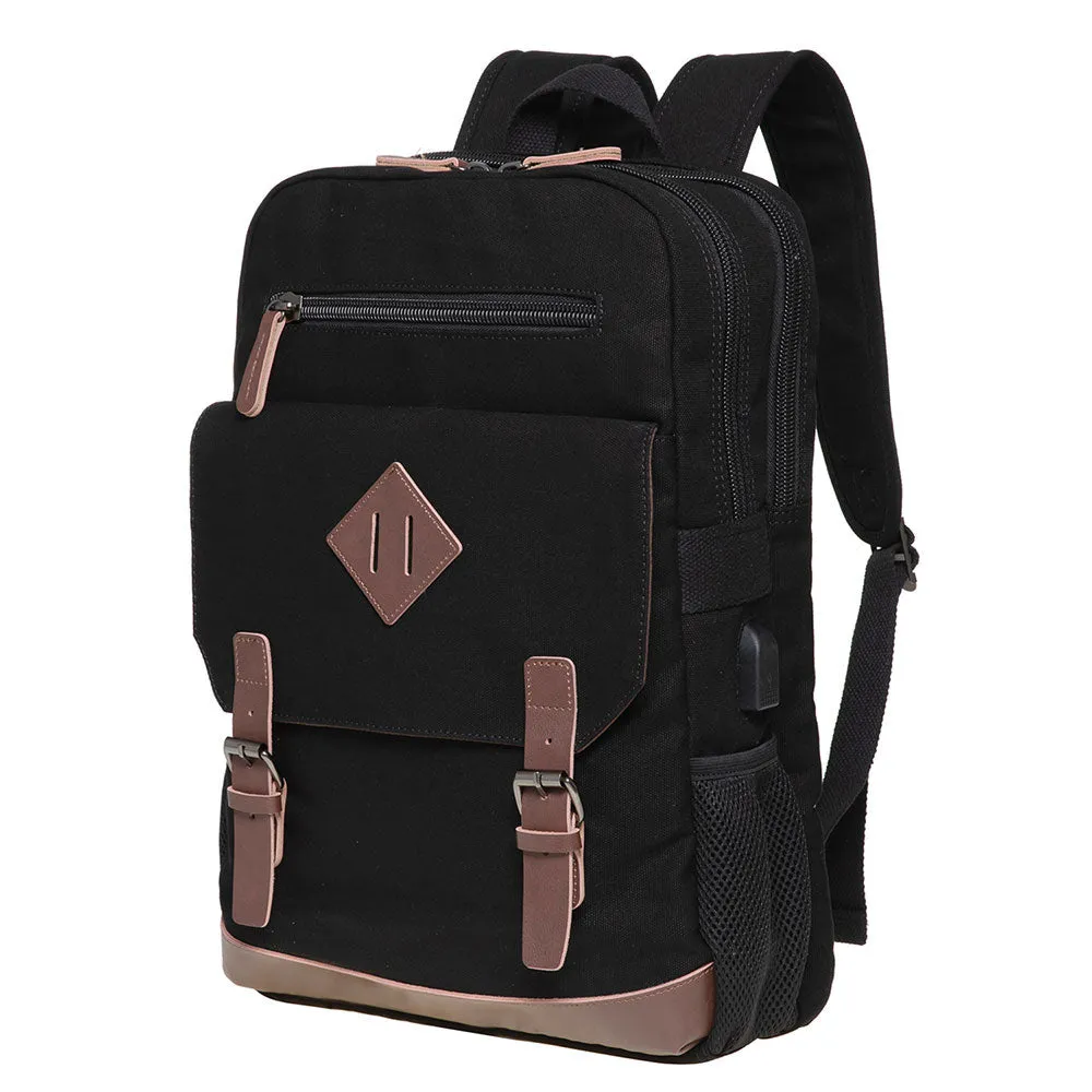 KAUKKO Vintage Canvas Backpack - Large Capacity,Multi-Functional Durable Outdoor Rucksack KF19, 16.2L