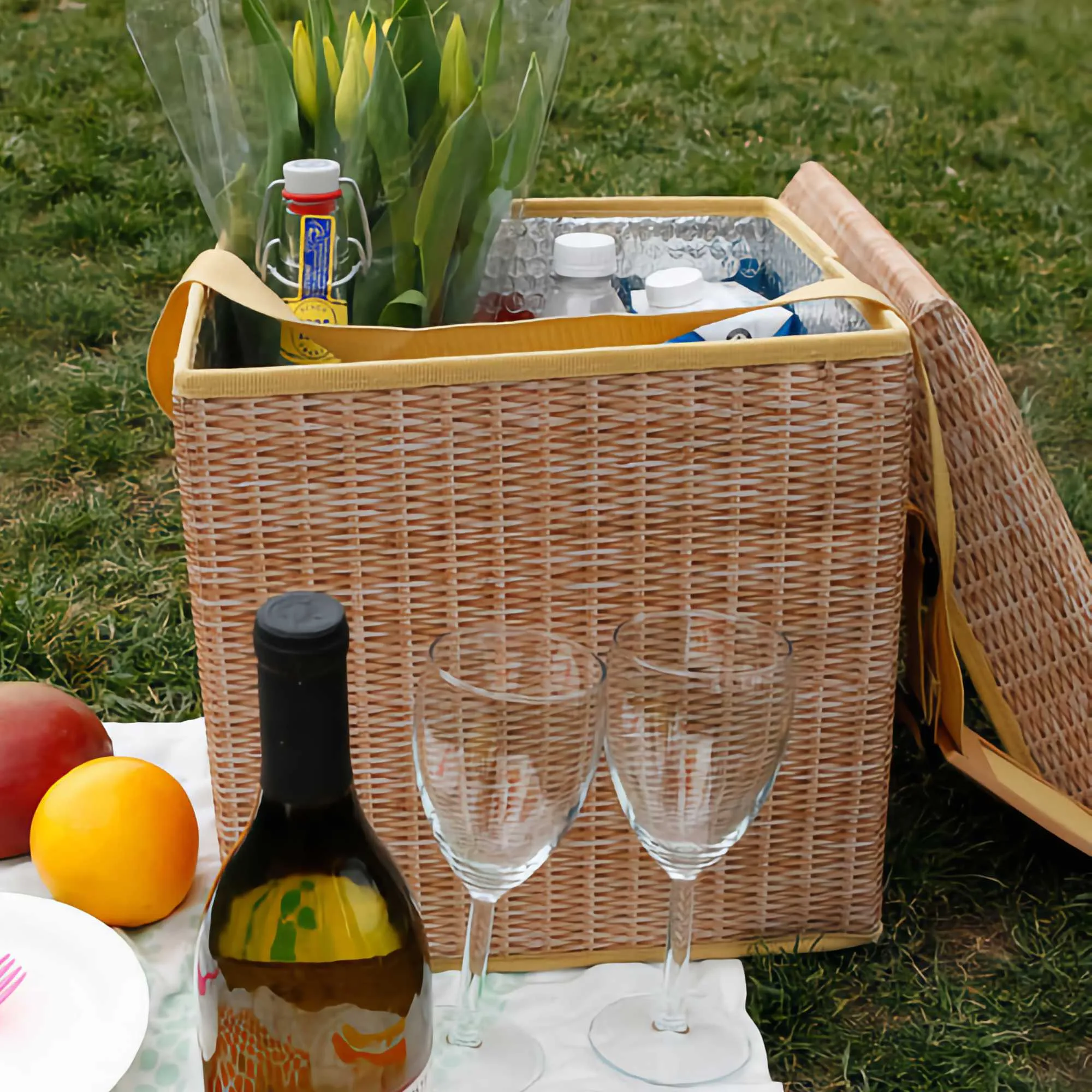 Kikkerland Wicker Picnic Cooler Seat
