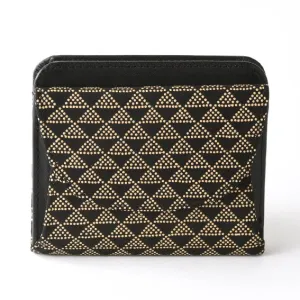 Koshu Inden Japanese Deerskin Leather with Urushi (Japanese Lacquer) Fold Wallet - Scale Pattern / Gray-Black - ,  Made in Japan,  Japanese Leather Wallet
