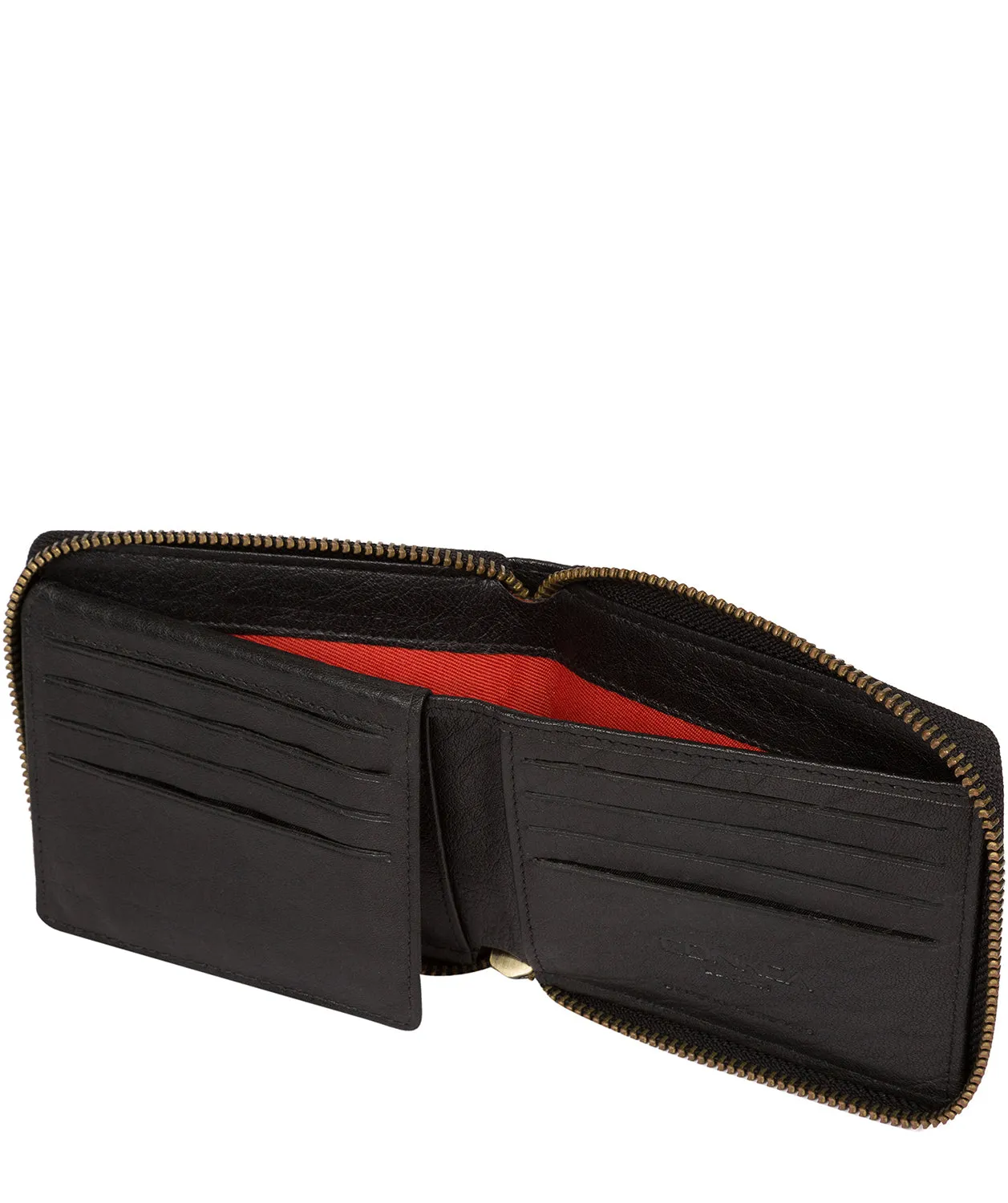 'Krieger' Black Zip Round Leather Wallet