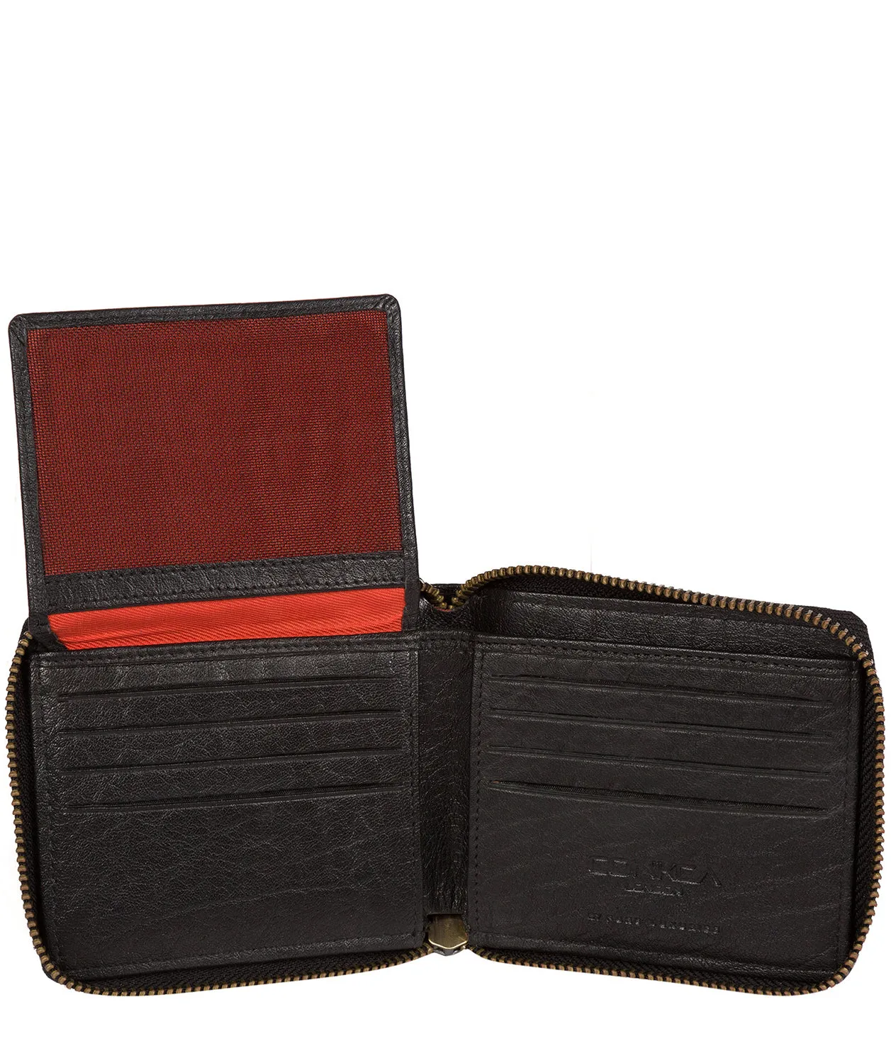 'Krieger' Black Zip Round Leather Wallet