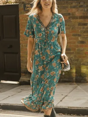 Libby Loves S Green Vintage Rose Maxi