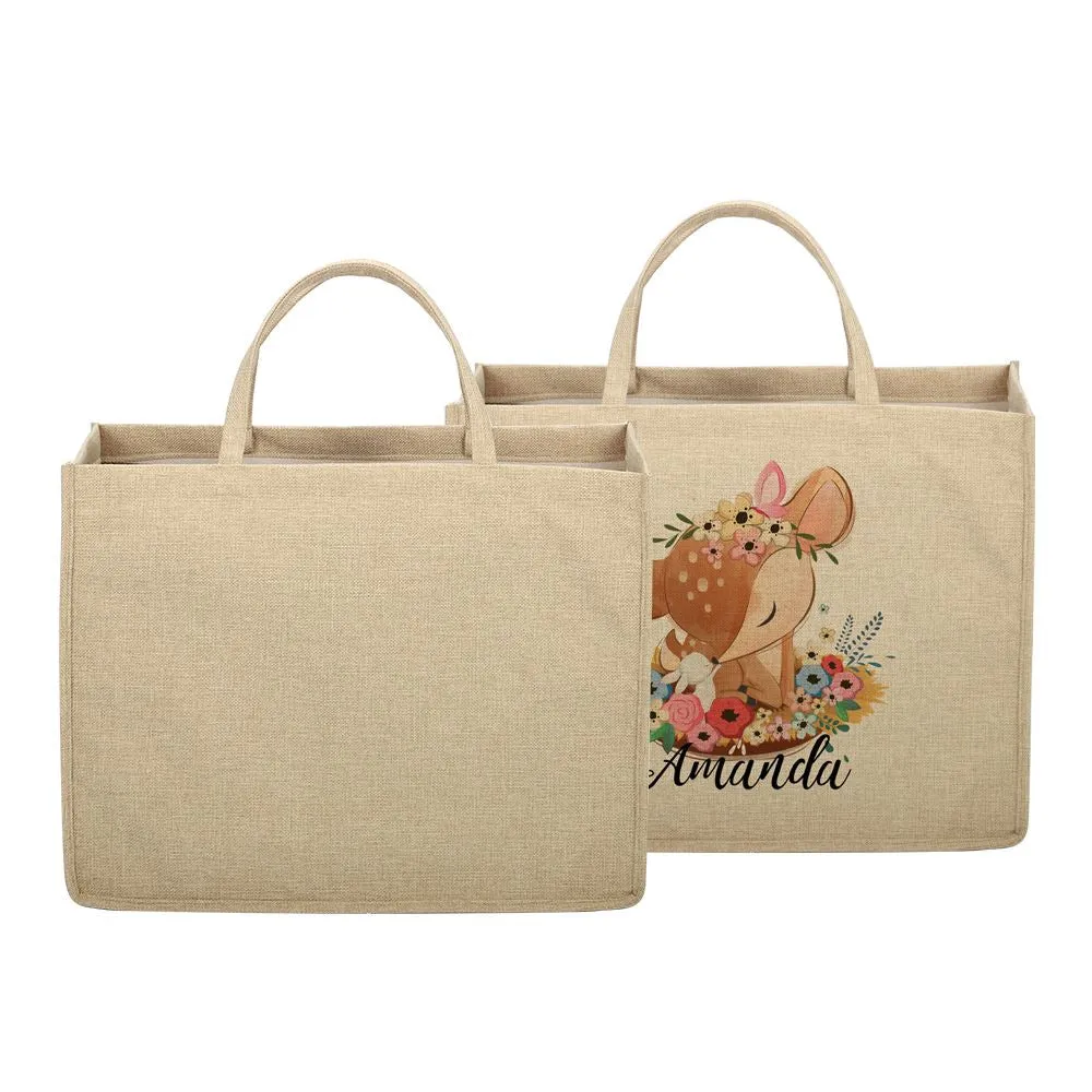 Linen Jute Tote Bag Natural - 43 x 34 x 19 cm