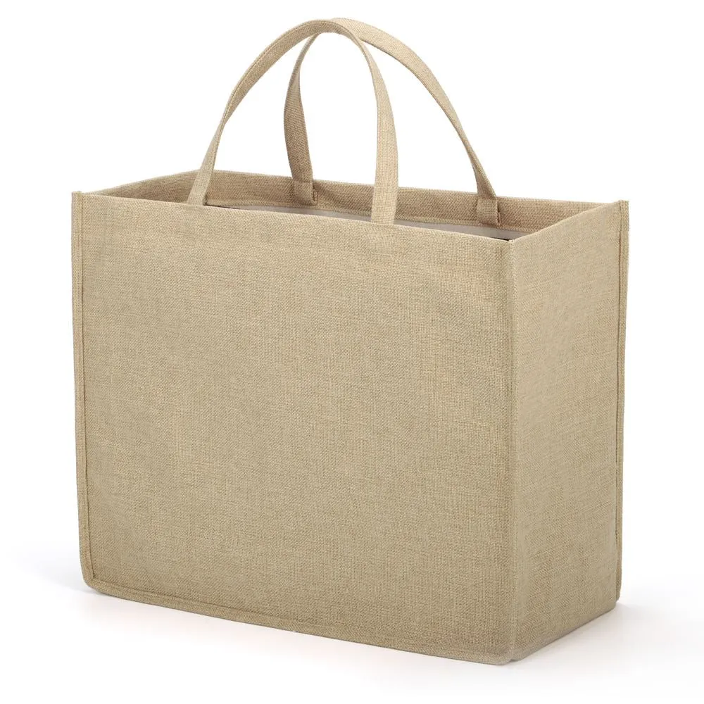 Linen Jute Tote Bag Natural - 43 x 34 x 19 cm