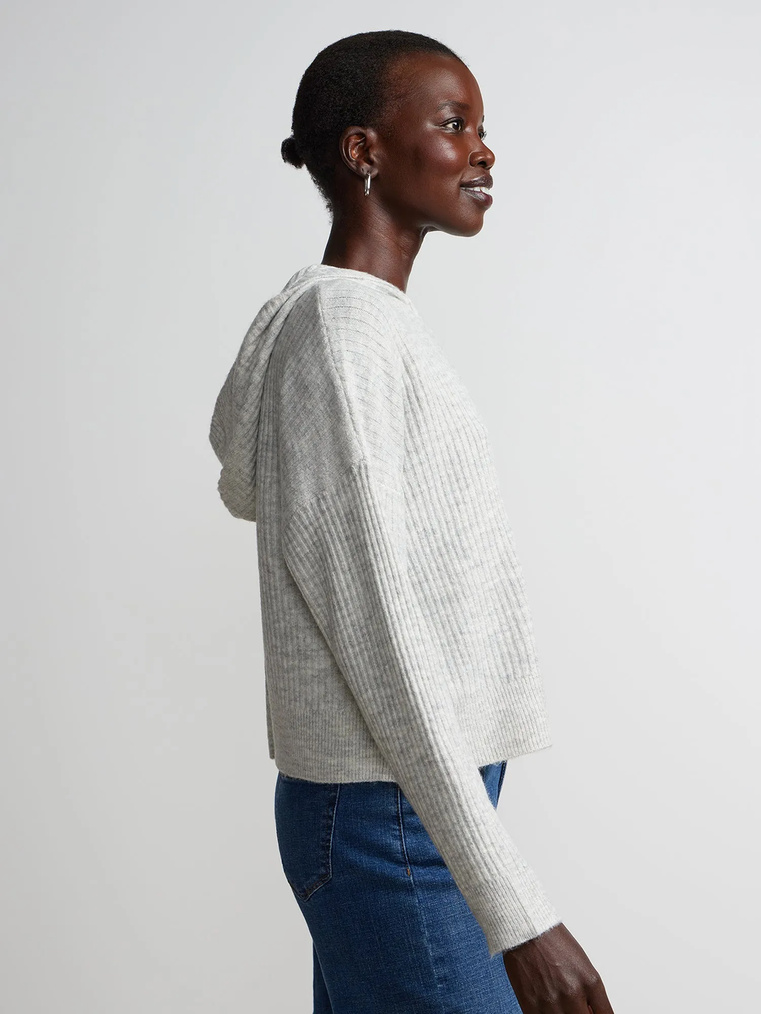Long Sleeve Cozy Yarn Cropped Hoodie