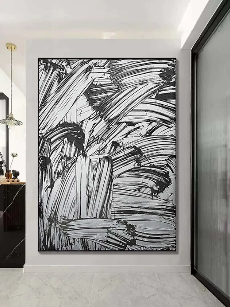 Luxurious Black and White Style Textured Painting