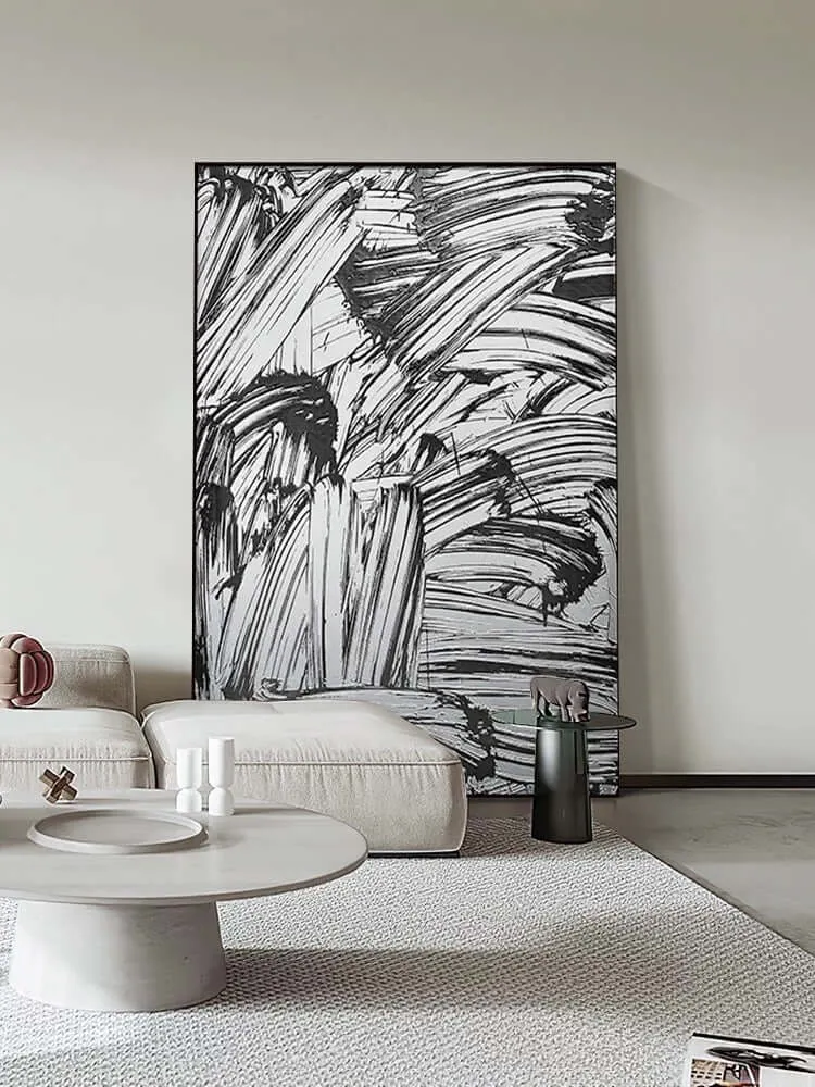Luxurious Black and White Style Textured Painting