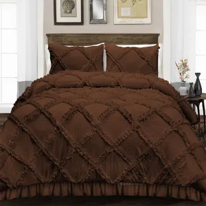 Luxurious Chocolate Diamond Ruffled Duvet Cover