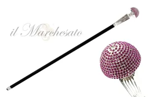 Luxurious Collectible Walking Stick - Fuchsia Crystals