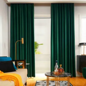 Luxurious Dark Green Velvel Blackout Curtains
