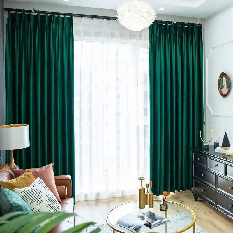 Luxurious Dark Green Velvel Blackout Curtains