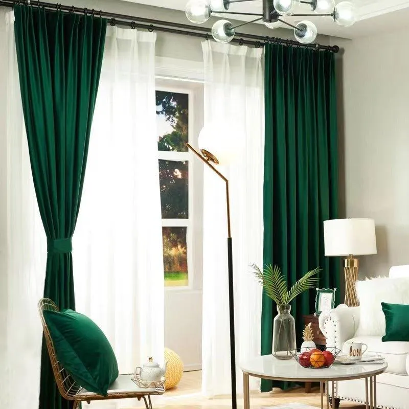 Luxurious Dark Green Velvel Blackout Curtains