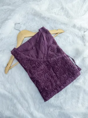 Luxurious Elegance: Violet Kota Doria Cotton Kurti