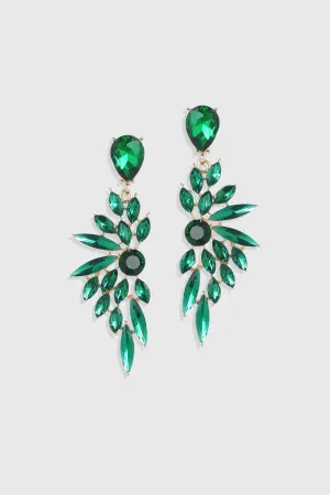 Luxurious Emerald Leaf-Shaped Earrings