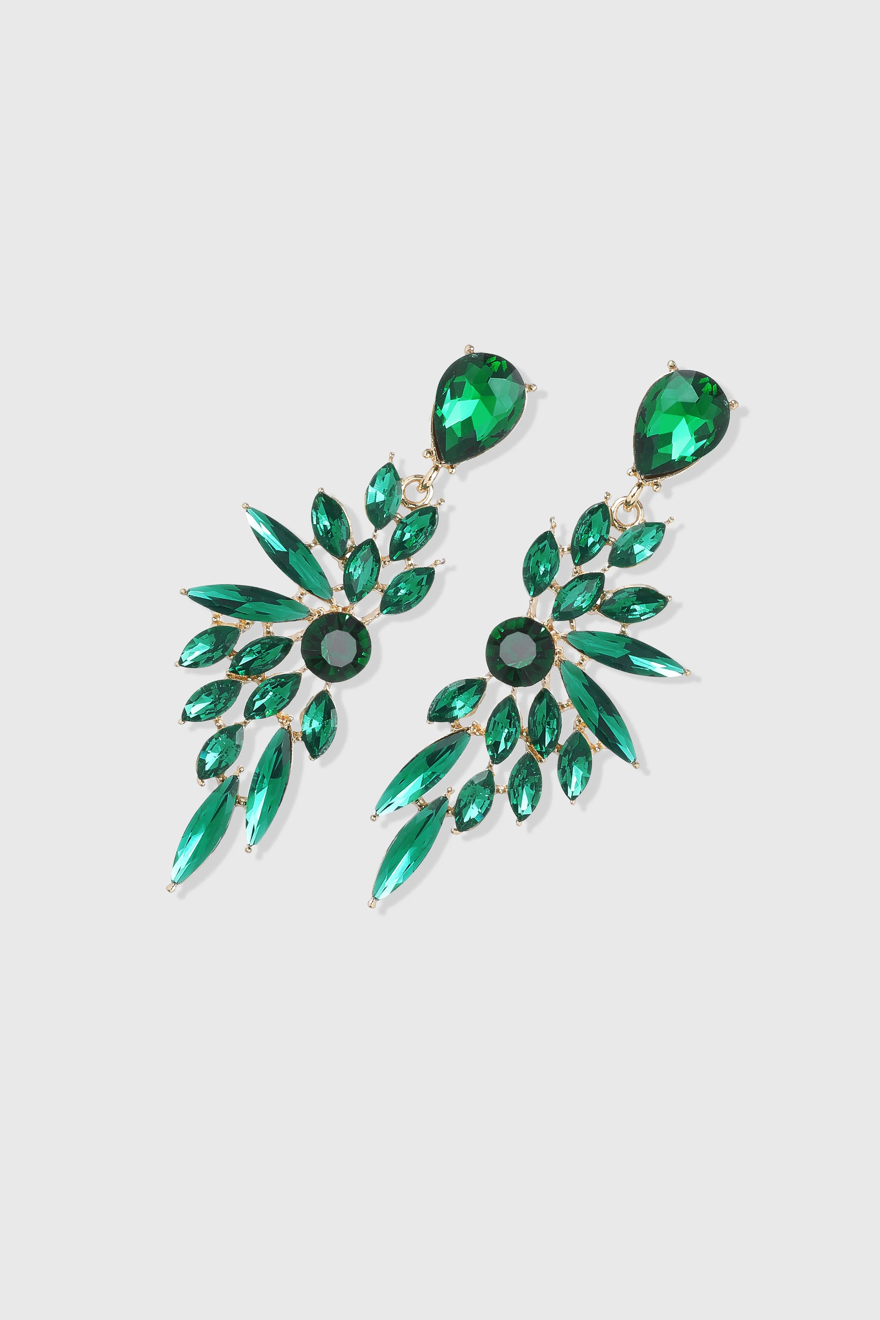 Luxurious Emerald Leaf-Shaped Earrings