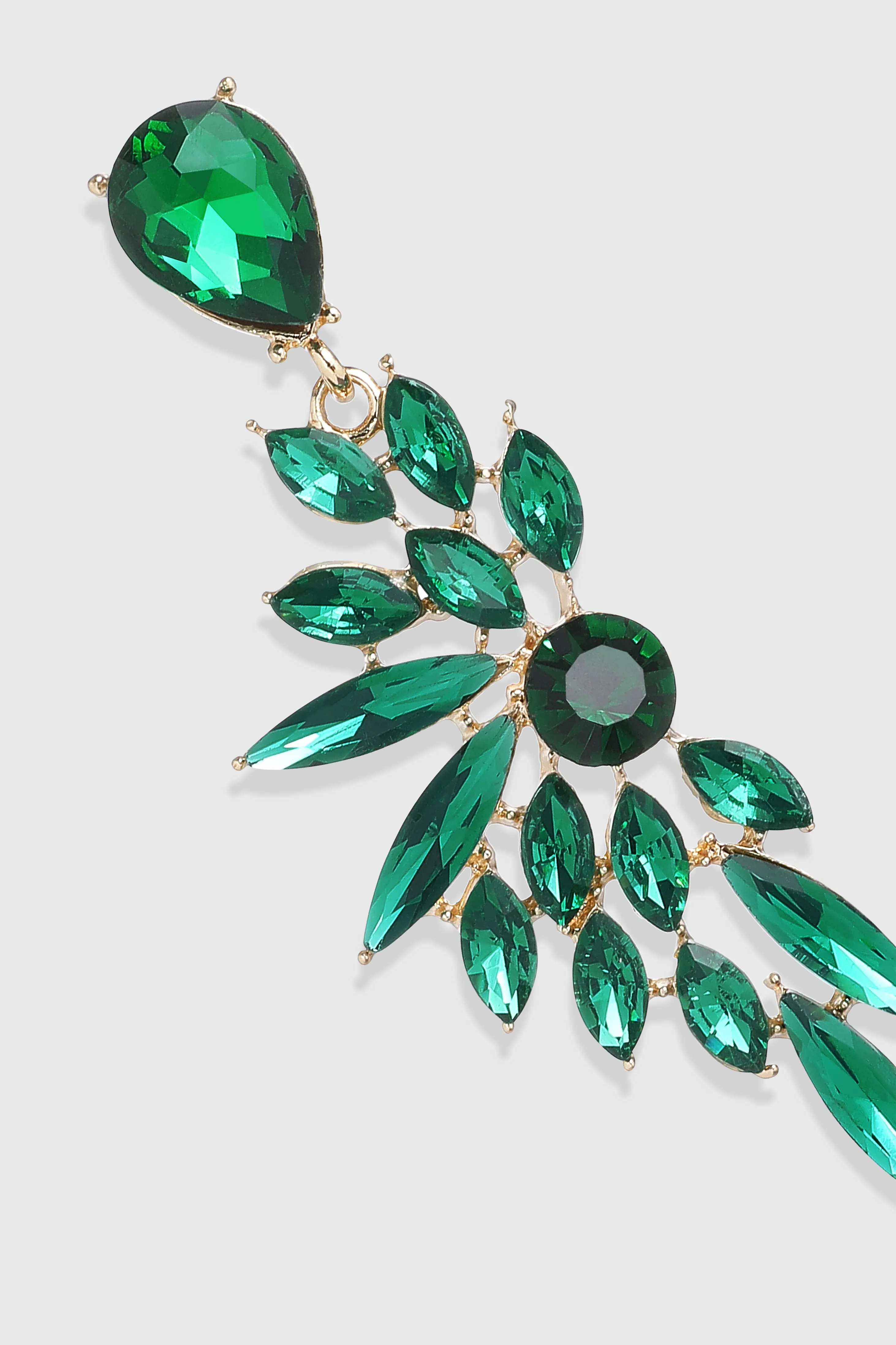 Luxurious Emerald Leaf-Shaped Earrings