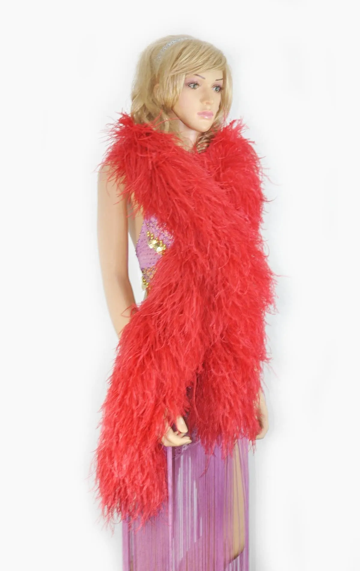 Luxurious Red 12 Ply Ostrich Feather Boa