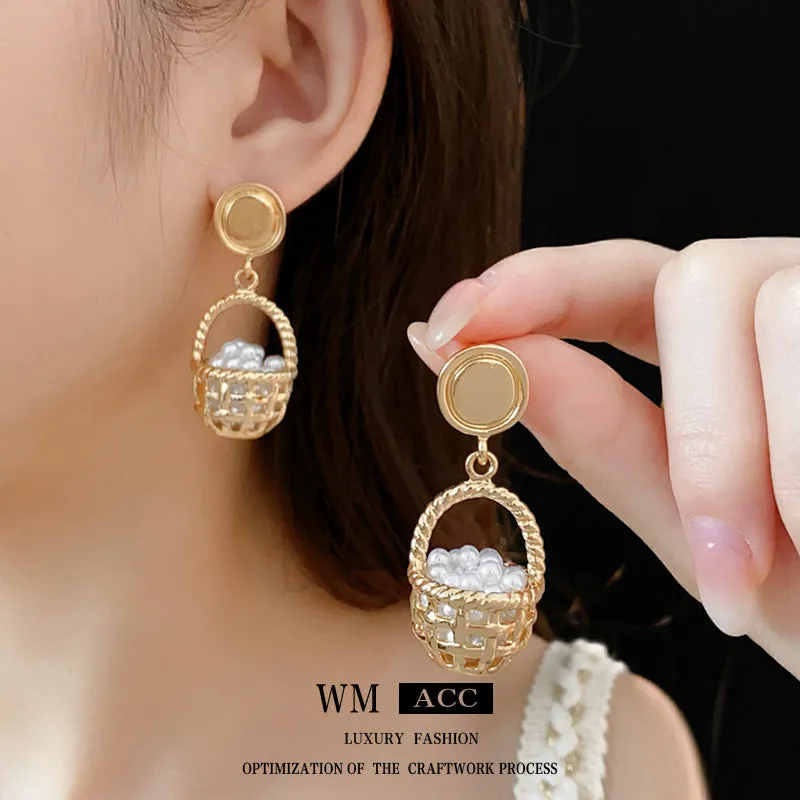 Luxurious Stripe Geometric Artificial Pearl Pearl Inlay Earrings