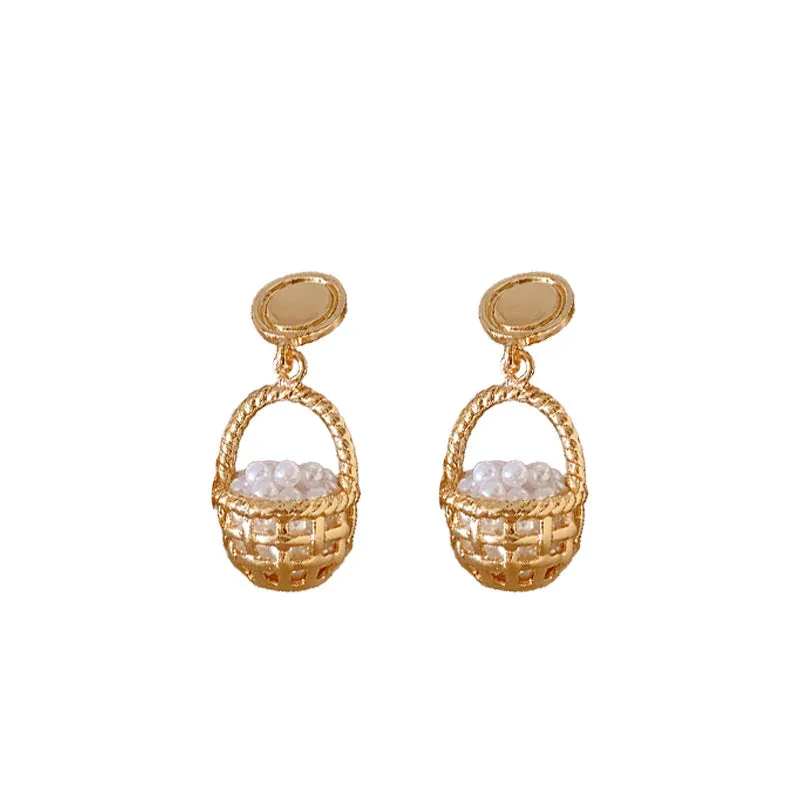 Luxurious Stripe Geometric Artificial Pearl Pearl Inlay Earrings