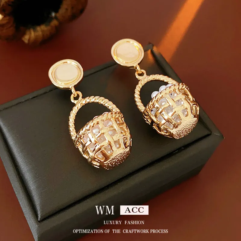 Luxurious Stripe Geometric Artificial Pearl Pearl Inlay Earrings