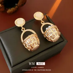 Luxurious Stripe Geometric Artificial Pearl Pearl Inlay Earrings