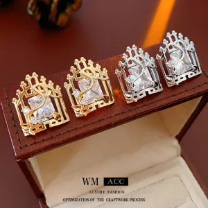 Luxurious Stripe Quadrilateral Geometric Copper Zircon Inlay Earrings