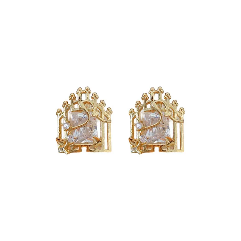 Luxurious Stripe Quadrilateral Geometric Copper Zircon Inlay Earrings