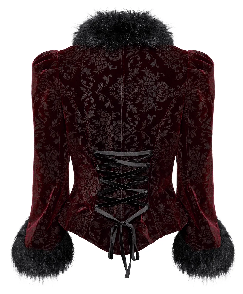 Luxurious Velvet Fur-Trimmed Gothic Short Jacket