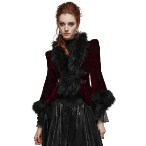 Luxurious Velvet Fur-Trimmed Gothic Short Jacket
