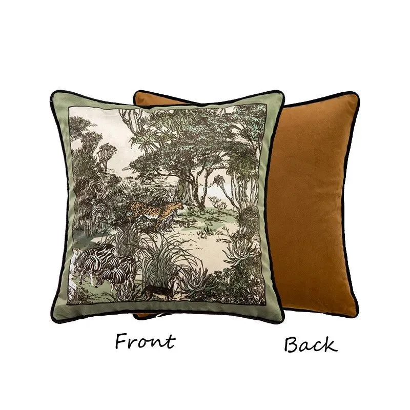 Luxurious Velvet Jungle Leopard Cushion Cover