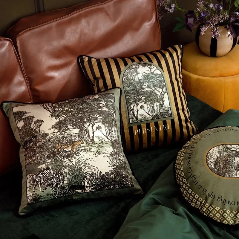 Luxurious Velvet Jungle Leopard Cushion Cover