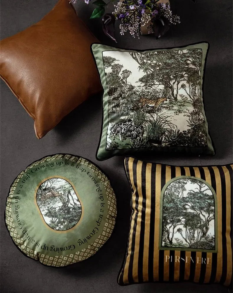 Luxurious Velvet Jungle Leopard Cushion Cover