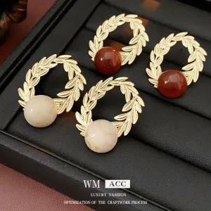 Luxurious Wheat Geometric Flower Metal Electroplating Earrings