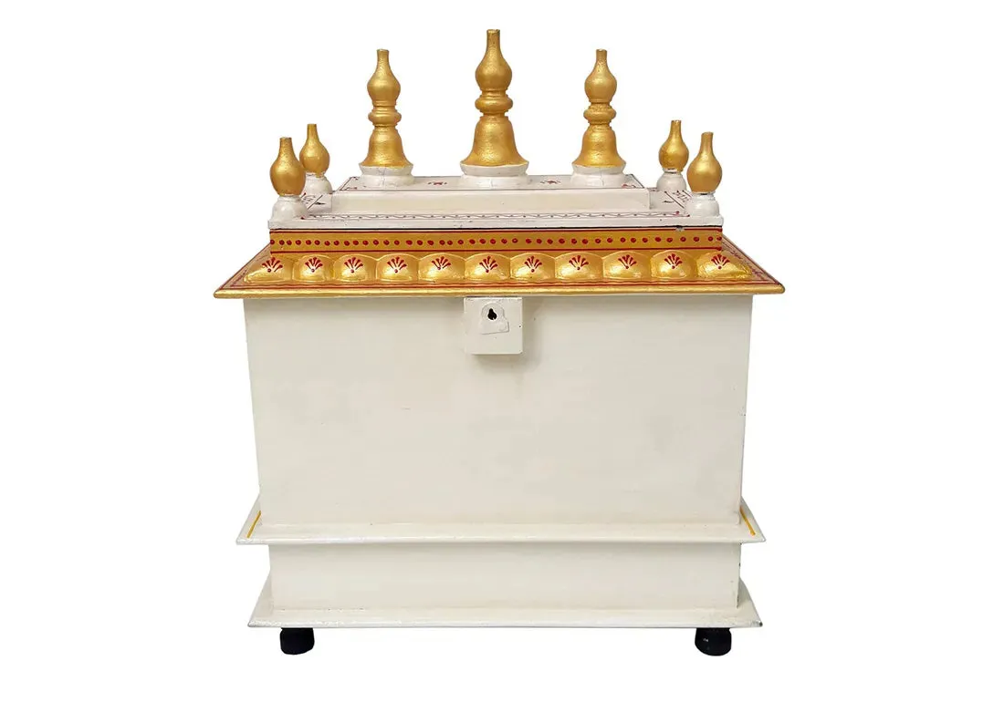 Luxurious White and Gold Teak Wooden Temple