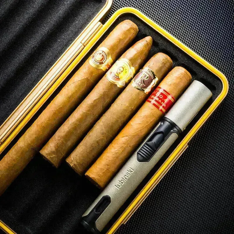 Luxury Portable Aviation Aluminum Humidor Cigar Case