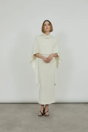 Macha double scarf | Off white - Crepe-satin silk