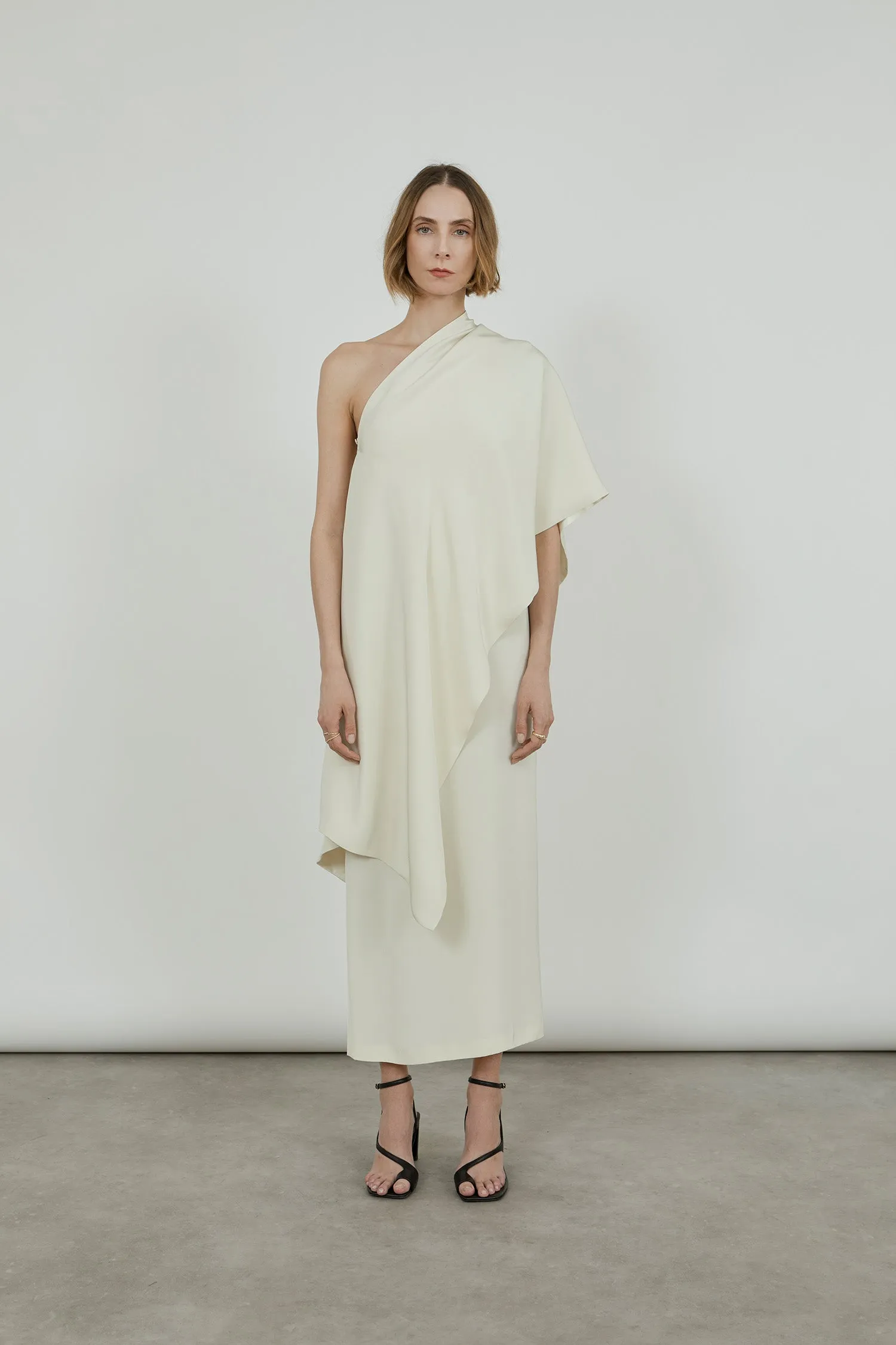 Macha double scarf | Off white - Crepe-satin silk