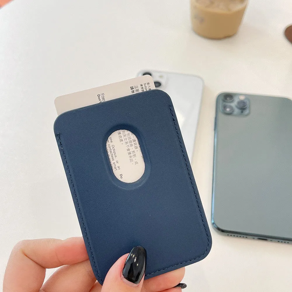 Magnetic Apple AirTag MagSafe Leather Wallet Credit Card Holder - Dark Green