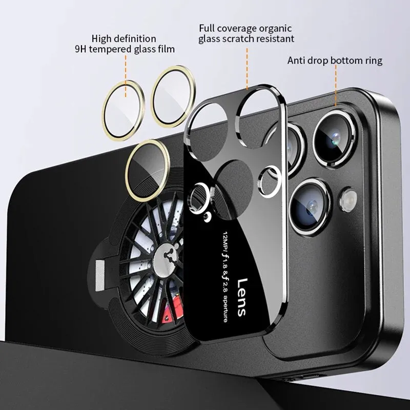 Magnetic Rotatable Gyroscope Stand With Gyro Frosted Phone Case For iPhone