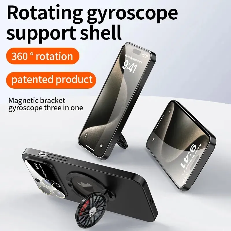 Magnetic Rotatable Gyroscope Stand With Gyro Frosted Phone Case For iPhone