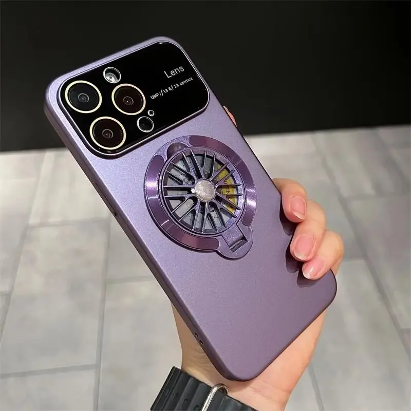 Magnetic Rotatable Gyroscope Stand With Gyro Frosted Phone Case For iPhone
